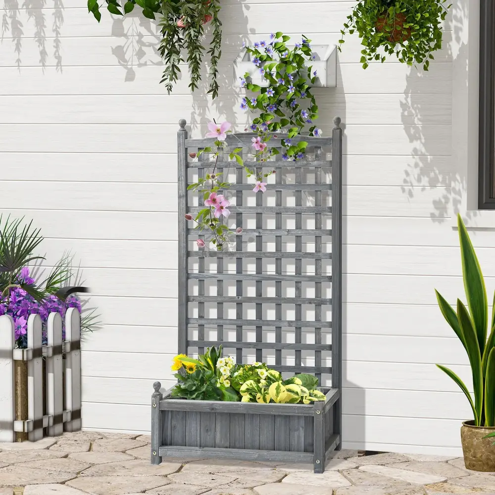 Odlingslåda med Spaljé Upphöjd Blomlåda i 64 x 28 x 120 Cm