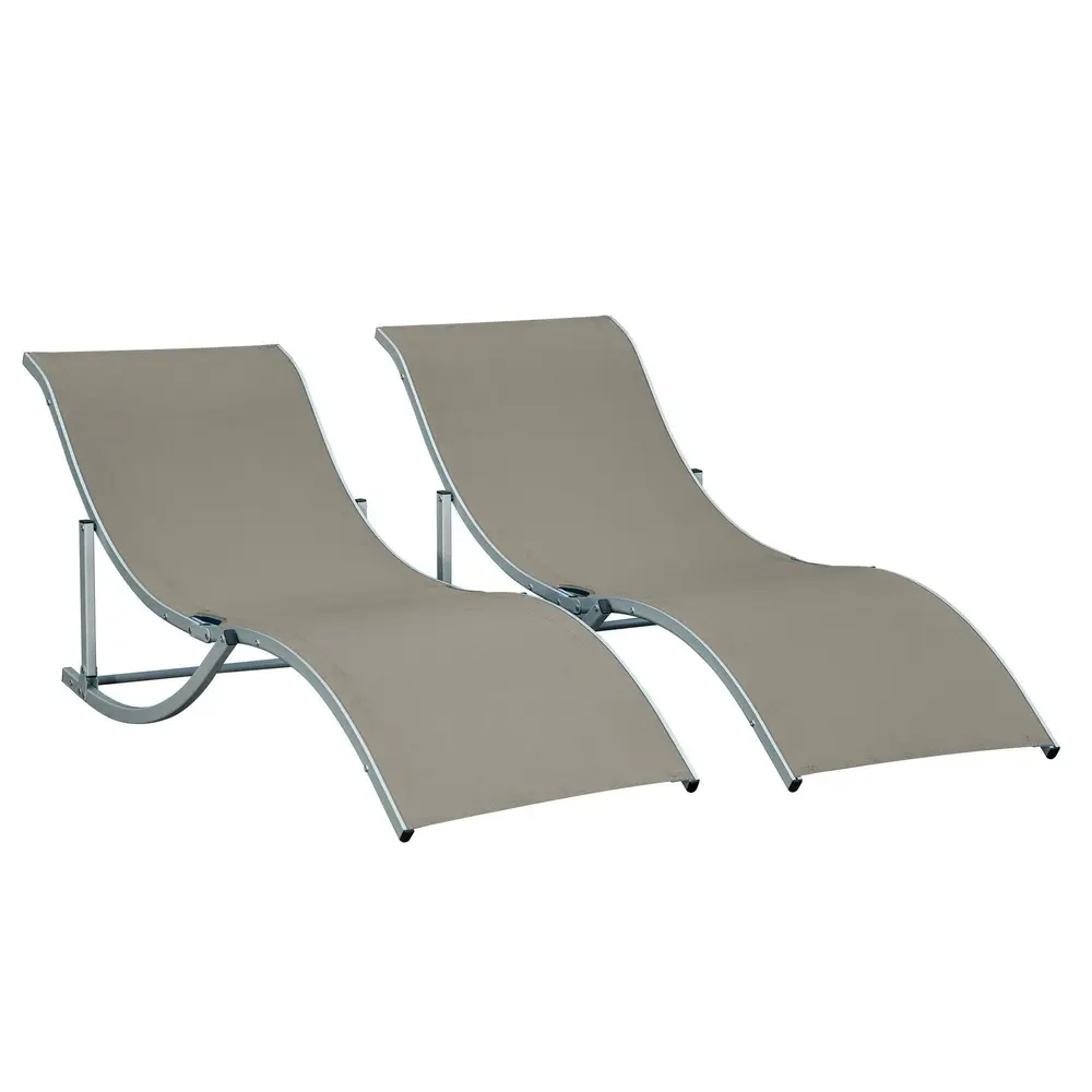 2-Pack Solstolar i Aluminium Relaxstolar 165 x 61 x 63 Cm
