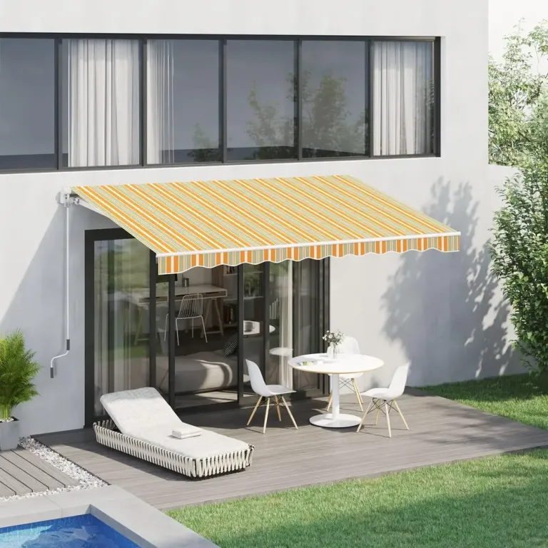 Vikarmsmarkis med Handvev Gulbeige Aluminium Utfällbar