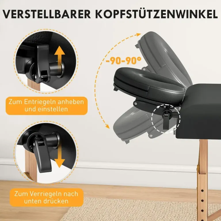 Höjdjusterbar Massagebänk Hopfällbar Massagesäng i Träram Justerbart