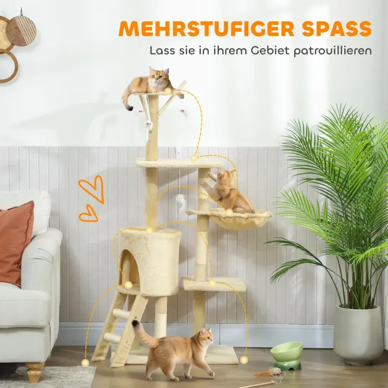 Klösträd Beige Sisal för Katter med Grotta och Leksaker