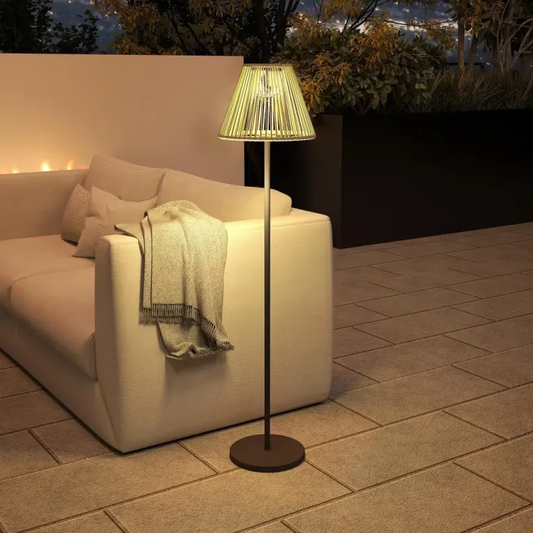 Solar Golvlampa Rottinglampa med Ljussensor Solcell