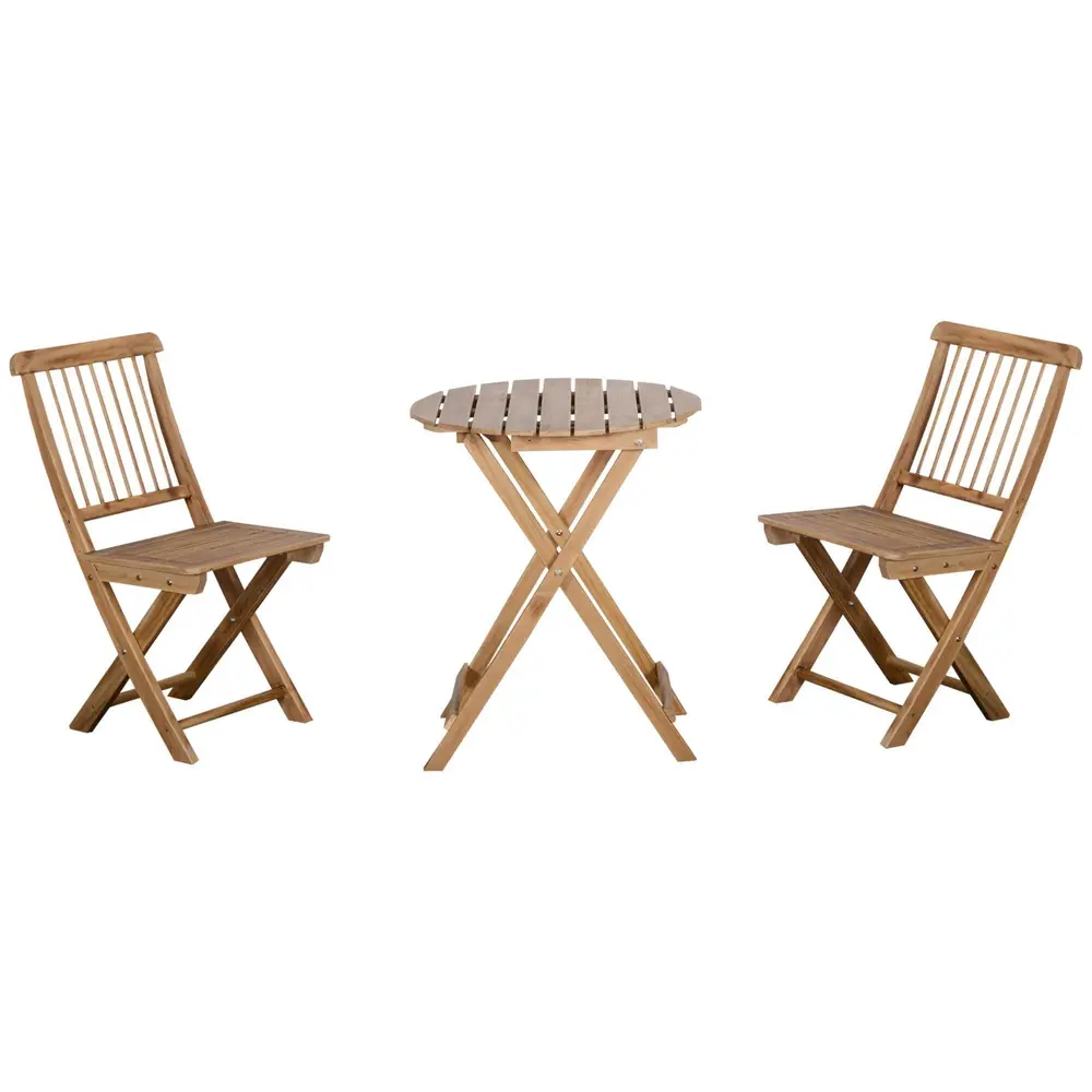 Hopfällbart Bistroset i Trä Kompakt Balkonggrupp med Bord