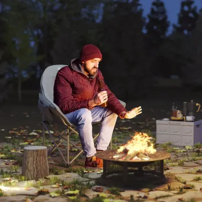 Campingstol Fiskestol Hopfällbar Grå av Tyg Ve Metall Ve