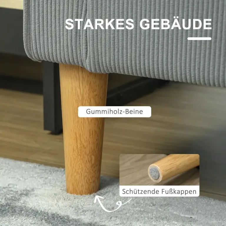 Soffa Loveseat 2-Sits Liten Ljusgrå Manchester Förvaring Träben