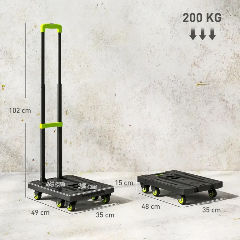 Hopfällbar Pirra och Magasinkärra Max 70 kg, Grön Transportvagn