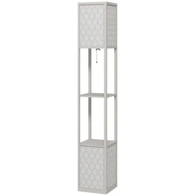 Golvlampa 2 Hyllor och Dragkedja Svart+vit 26x26x156 cm