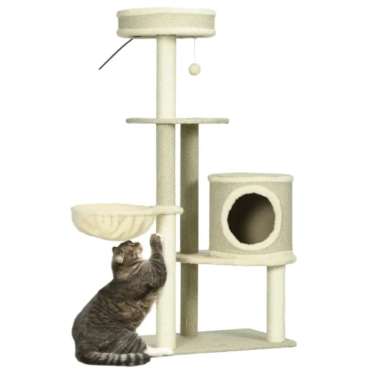 Klösträd Beige av Sisal och Plysch 124 cm