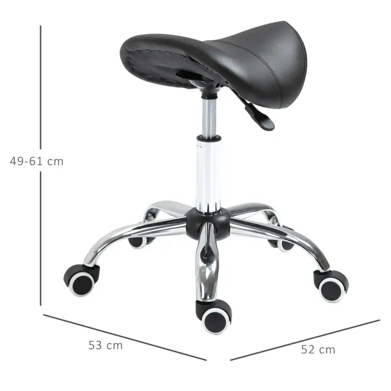 Sadelpall Arbetspall Svart Konstläder för Kosmetika Ergonomisk