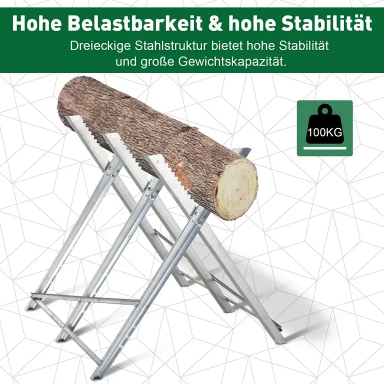 Hopfällbar Sågbock i Förzinkat Stål Metall Silver