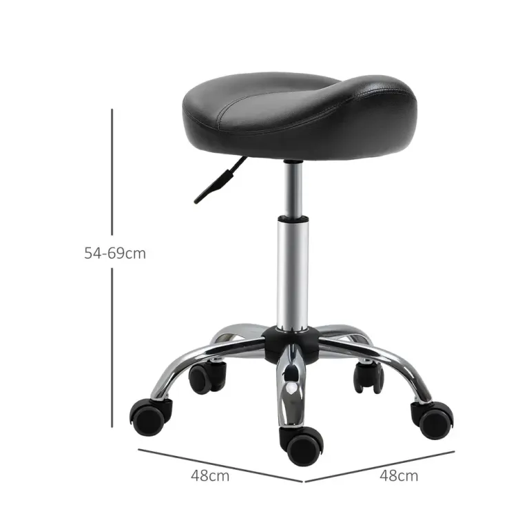 Salongspall med Sadelsits –69 cm Arbetspall Hjul Höjdjusterbar