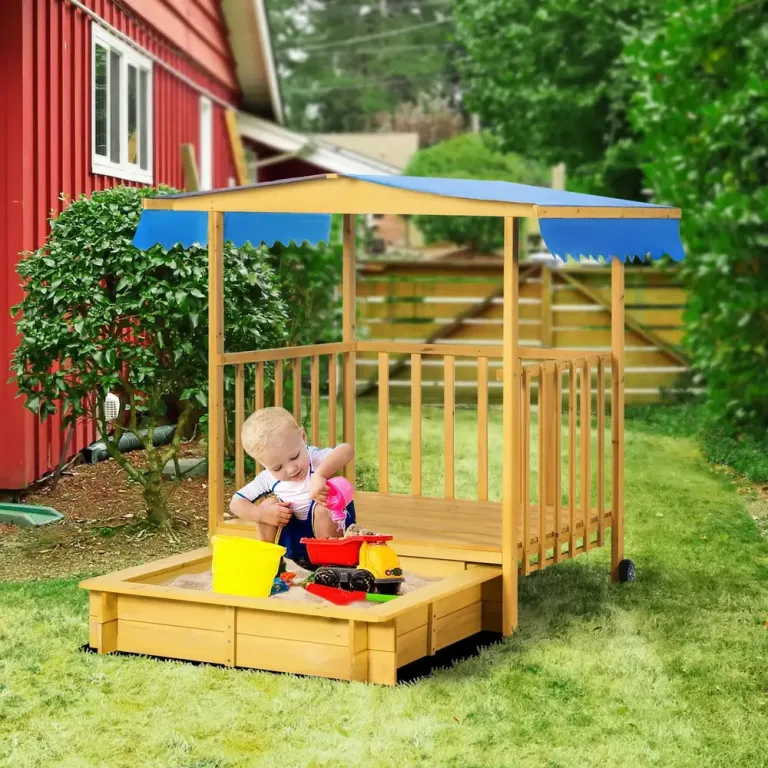 Sandlåda Leklåda Natur av Trä 107,5 x x 110 cm Utdragbar Lekstuga