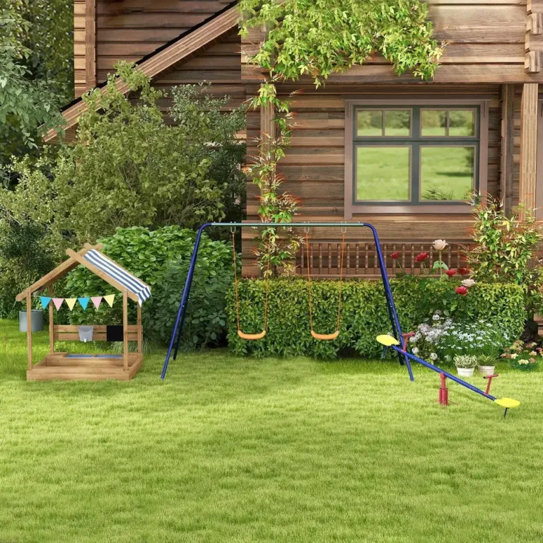 Sandlåda Lekstuga Brun av Trä för Barn Solskydd Design