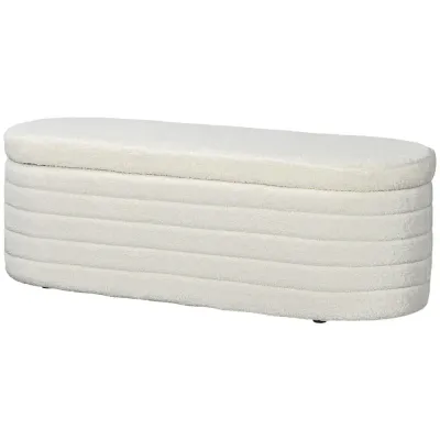 Sängbänk Förvaringsbänk Krämvit, Cremevit Hallbänk Teddy Fleece Oval