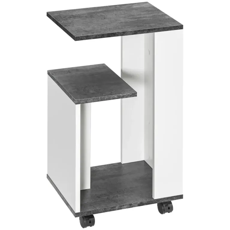 Sängbord 4 Hjul 3 Hyllor 35 x 29,5 x 65,5 cm, Vit