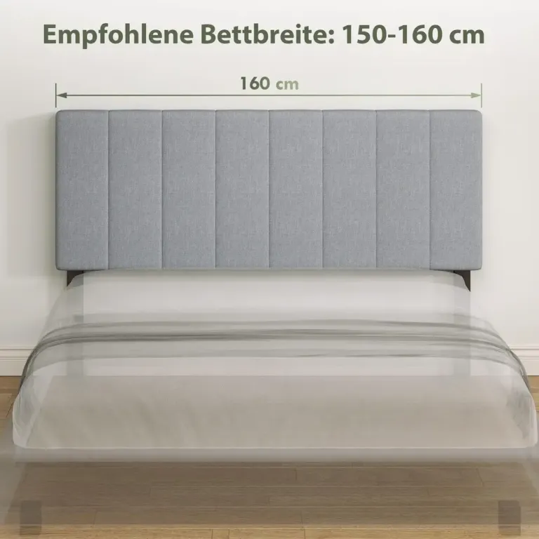 Sänggavel Grå Linnelook för Dubbelsäng Höjdjusterbar 160 cm
