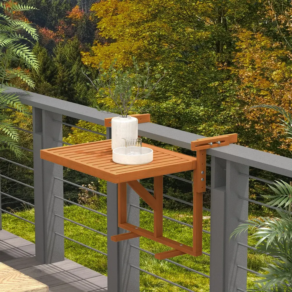 Balkongbord Hängbord Teak av Furu Fällbart 68 x 65 Cm