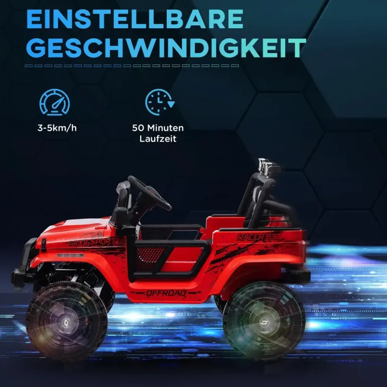 Barnelbil Elbil Röd av Plast för Barn 3-6 År 12 v Safari Mjuk Lampor