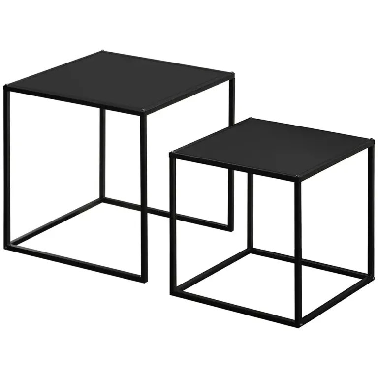 Satsbord i 2 Delar Soffbord med Stålram Pack Svart
