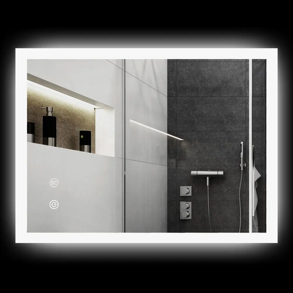 LED-Badrumsspegel Bakgrundsbelyst Pekfunktion 80 x 60 Cm