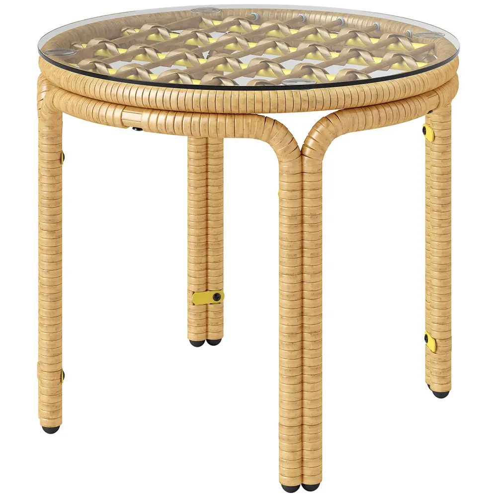 Runt Sidobord i Polyrattan Soffbord med Ø50 Cm