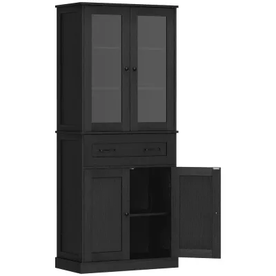 Köksskåp Buffé Akrylfront Lådor 76 x 40 x 182,5 cm, Svart
