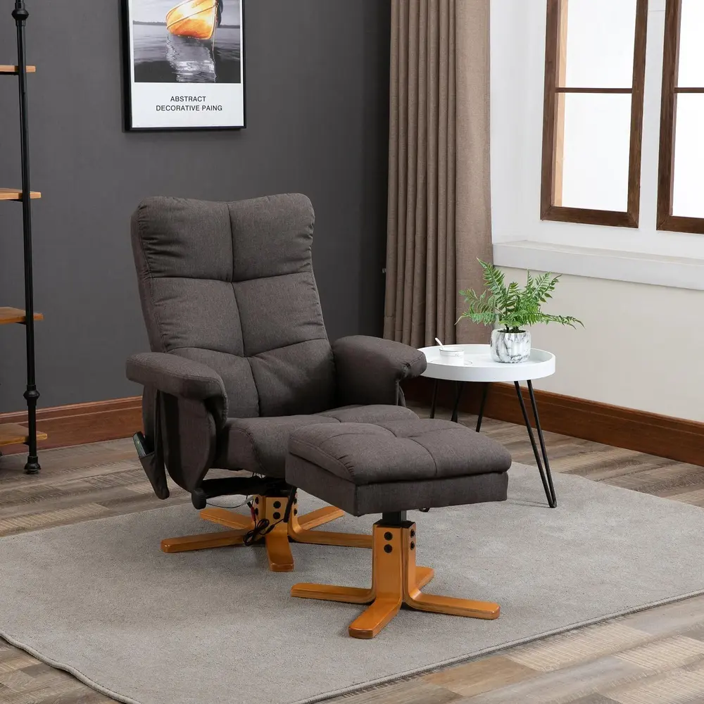 Massagestol med Pall och Förvaring TV-Stol 80 x 86 x 99 Cm