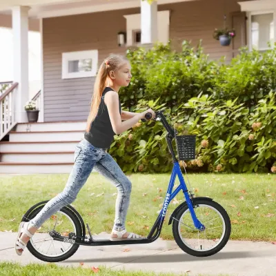 Sparkcykel för Barn med Korg och Broms Blå