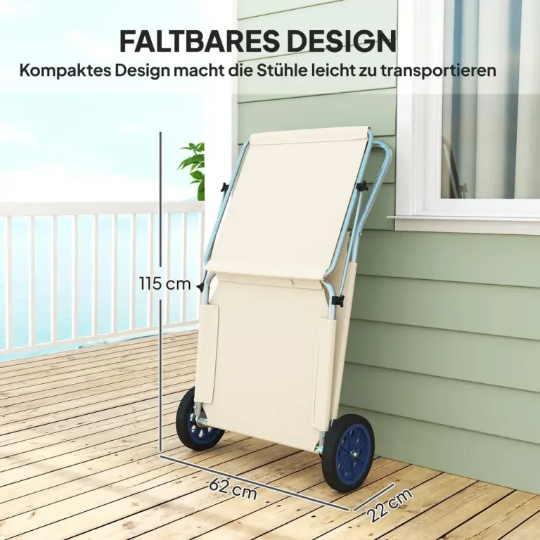 Solstol Trädgårdsstolar Set 2 Beige av Tyg Ve Metall Ve