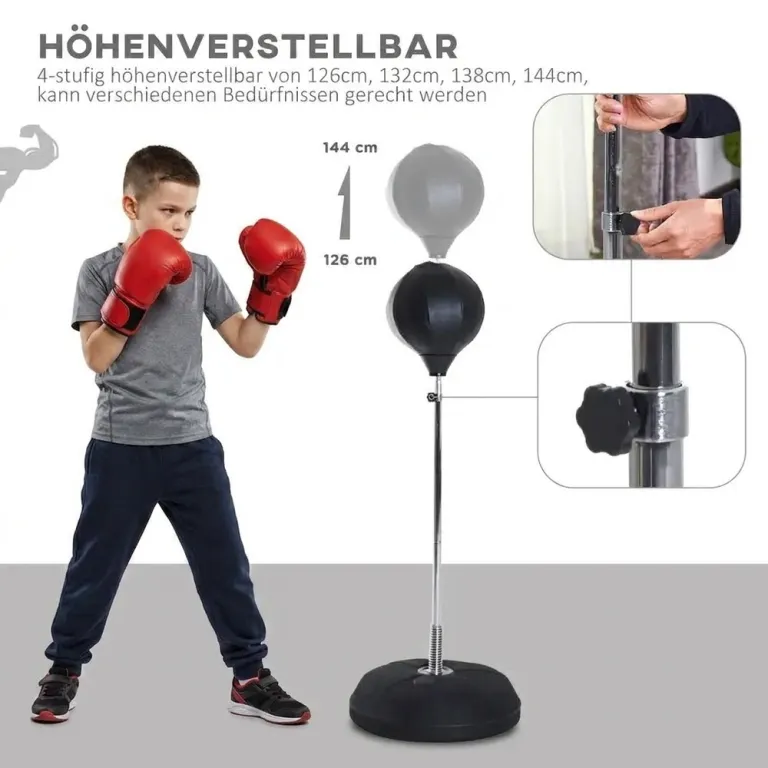 Boxningsset med Stansboll Höjdjusterbar 126–144 cm Stående Barn