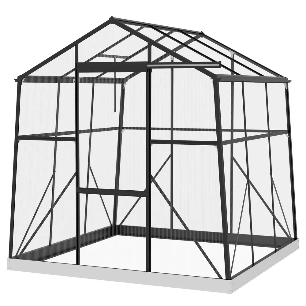Växthus Aluminiumväxthus Svart av 192 x 192 x 204 Cm