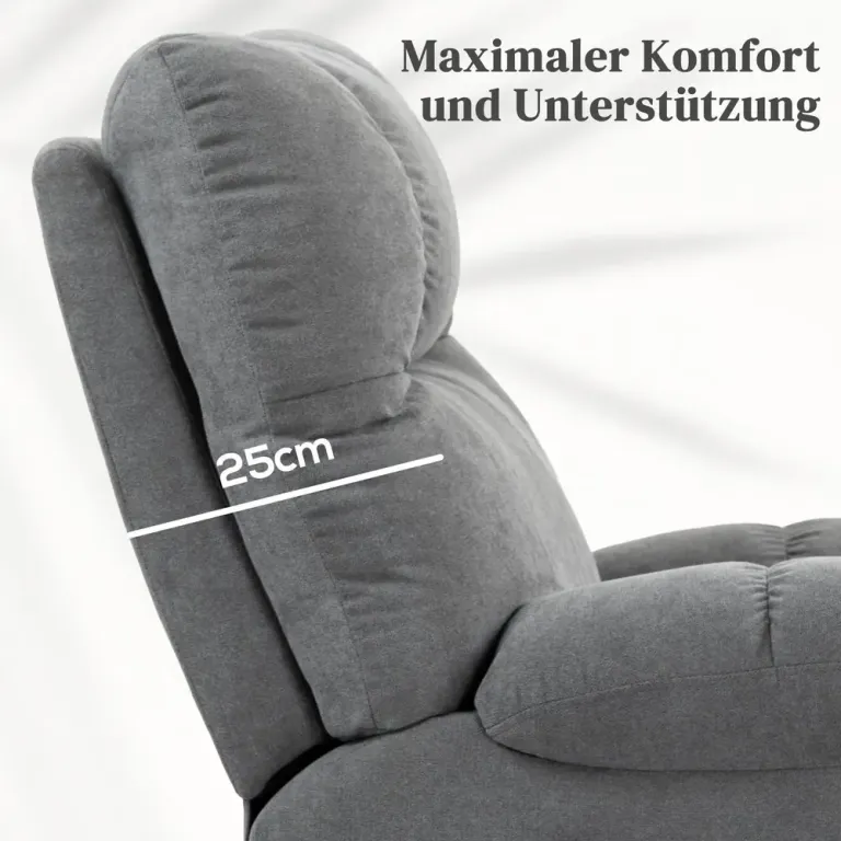 Seniorvilstol med Fjärrkontroll Grå Massagefåtölj Lyfthjälp Textil