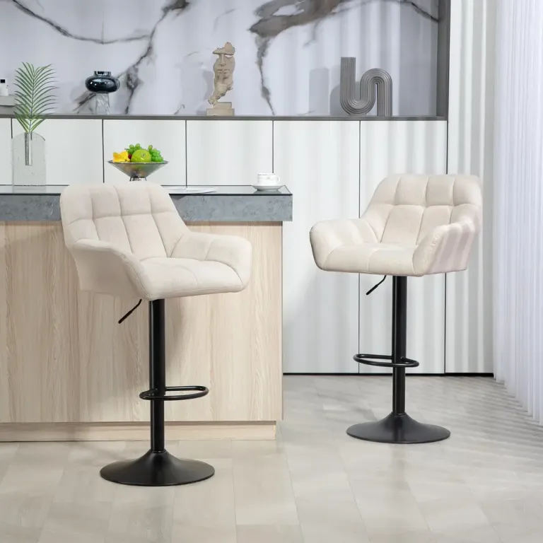 Set 2 Barstolar Retrodesign Höjdjusterbar Konstläder Pack Sänkbara