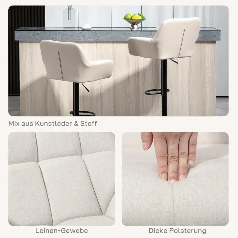 Set 2 Barstolar Retrodesign Höjdjusterbar Konstläder Pack Sänkbara
