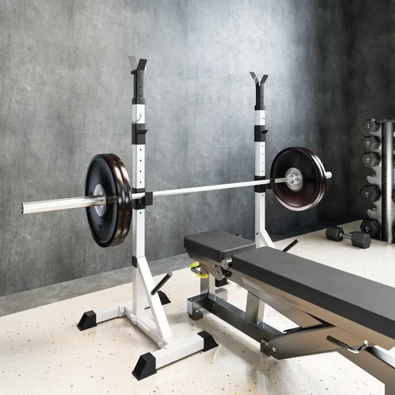 Set 2 Hantelställ 3 Nivåer Höjdjusterbart Stål Skivstångsställ Squat