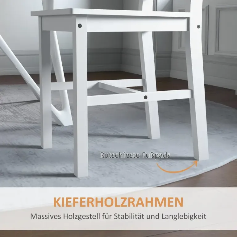 Set 2 Köksstolar med Ribbat Ryggstöd Pack Matsalsstolar Modern