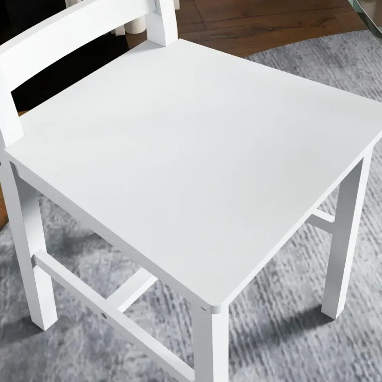 Set 2 Köksstolar med Ribbat Ryggstöd Pack Matsalsstolar Modern