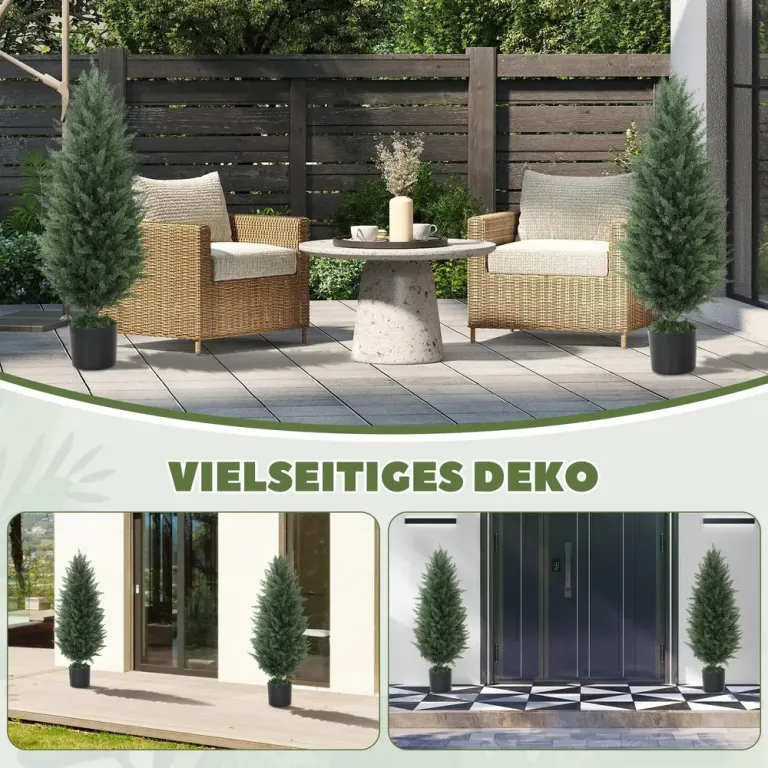 Set 2 Konstgjorda Cypresser 831 Löv 90 cm Tuja Pack Blad Grön