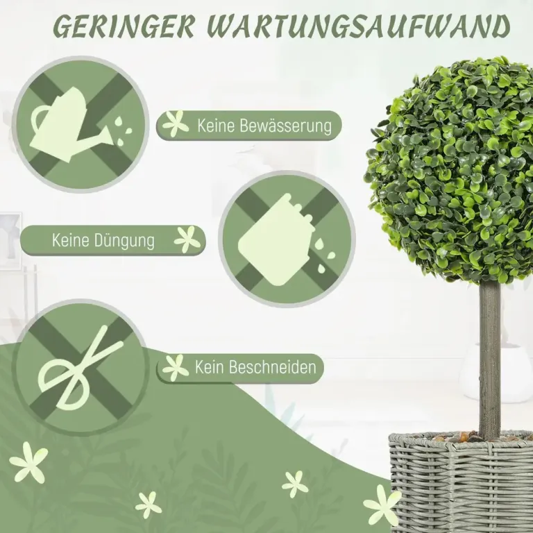 Set 2 Konstgjorda Växter Träd i Kruka Grön Buxbomskulor Pack Viktad