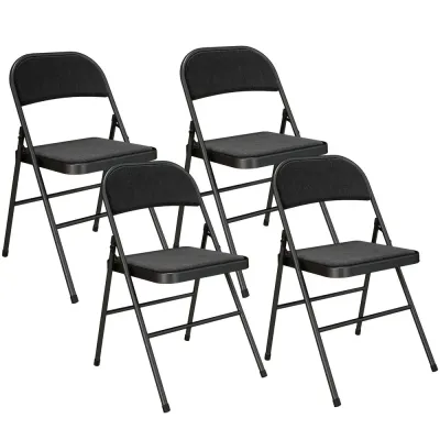 Hopfällbar Stol 4-pack Konstläder Metallram Svart