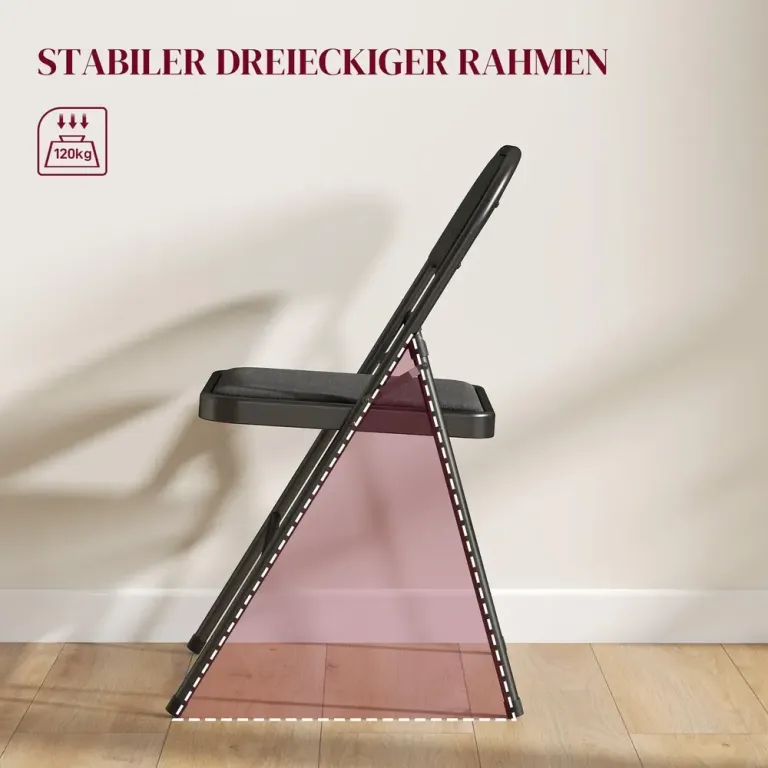 Hopfällbar Stol 4-pack Konstläder Metallram Svart