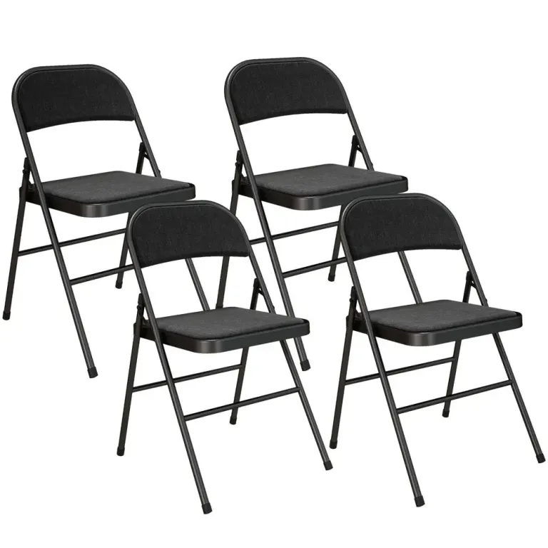Hopfällbar Stol 4-pack Konstläder Metallram Svart