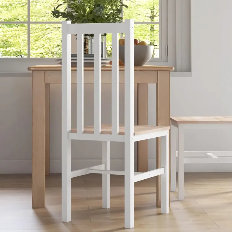 Set 4 Köksstolar Massivt Trä, Natur Matstolar Pack Rustik Design