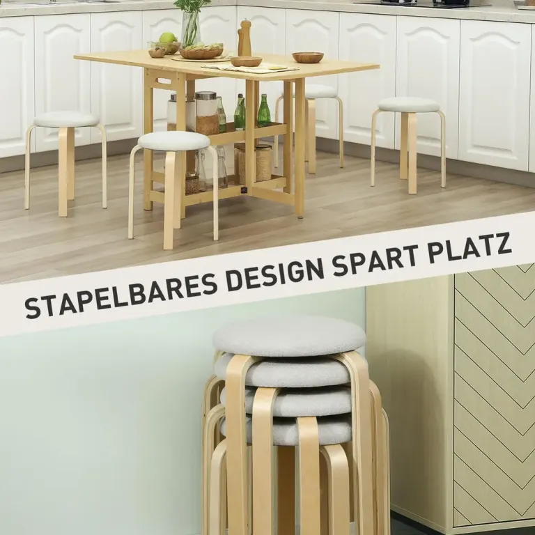 Set 4 Stapelbara Stoppade Pallar med Lackerad Finish Pack Träpallar