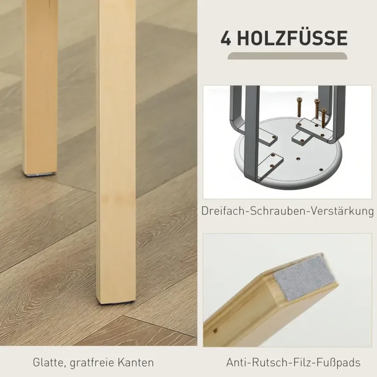 Set 4 Stapelbara Stoppade Pallar med Lackerad Finish Pack Träpallar