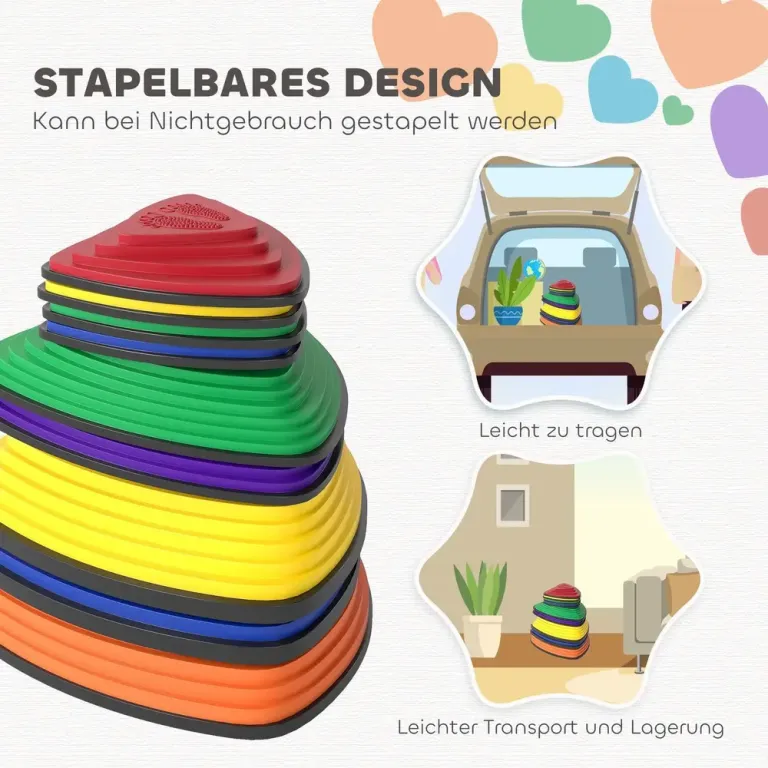 Set 9 Stegstenar Stapelbar Färgglad Balansstenar Barn Delar