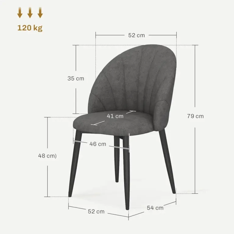 Set med 4 Köksstolar i Sammetslook med Stålben Armlösa Grå Matstolar