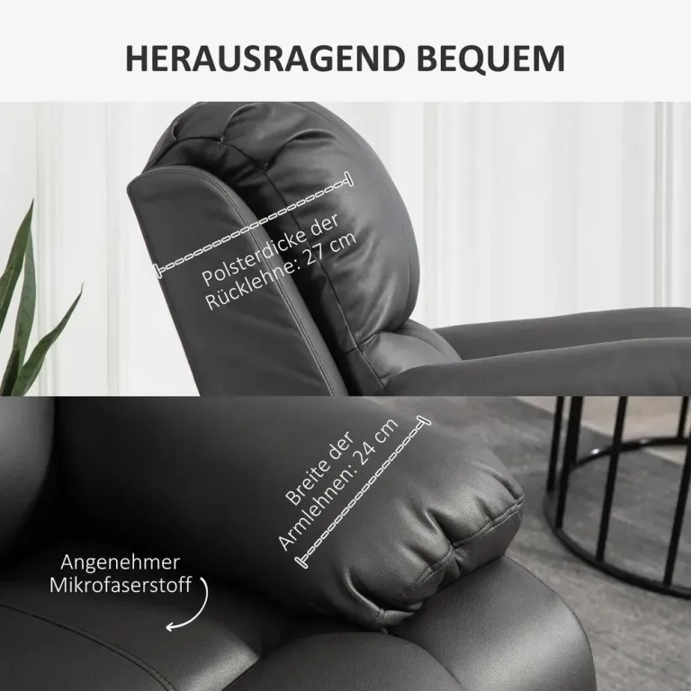 Vilstol med Ryggstöd och Fotstöd Vridbar Relaxfåtölj Läder