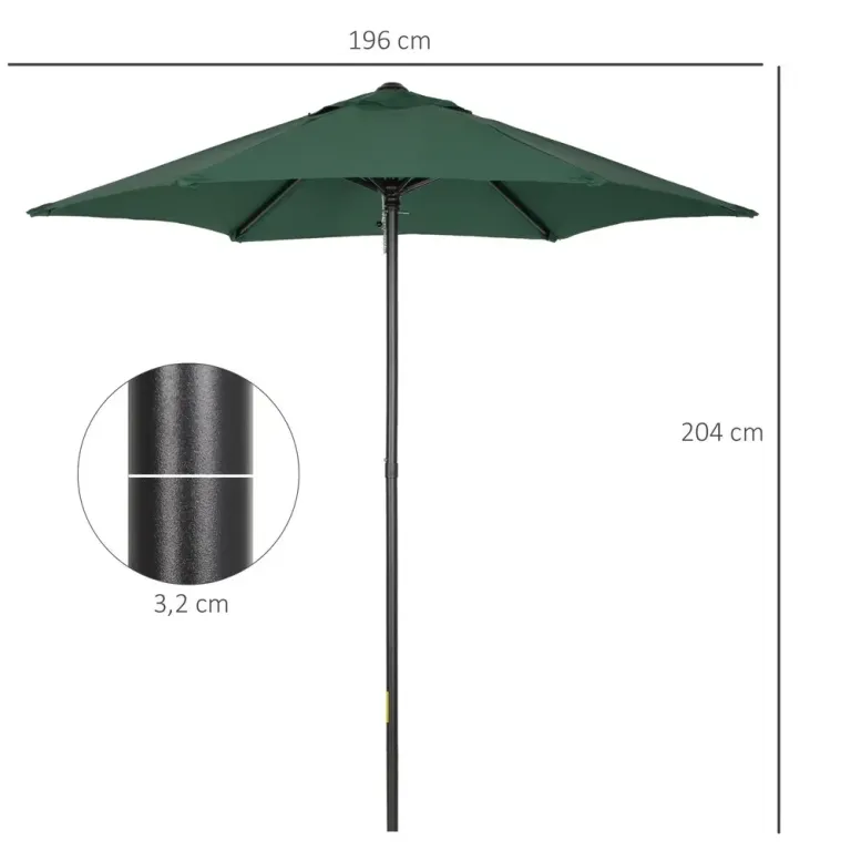 Sexkantigt Balkongparasoll Balkong och Ø196 cm
