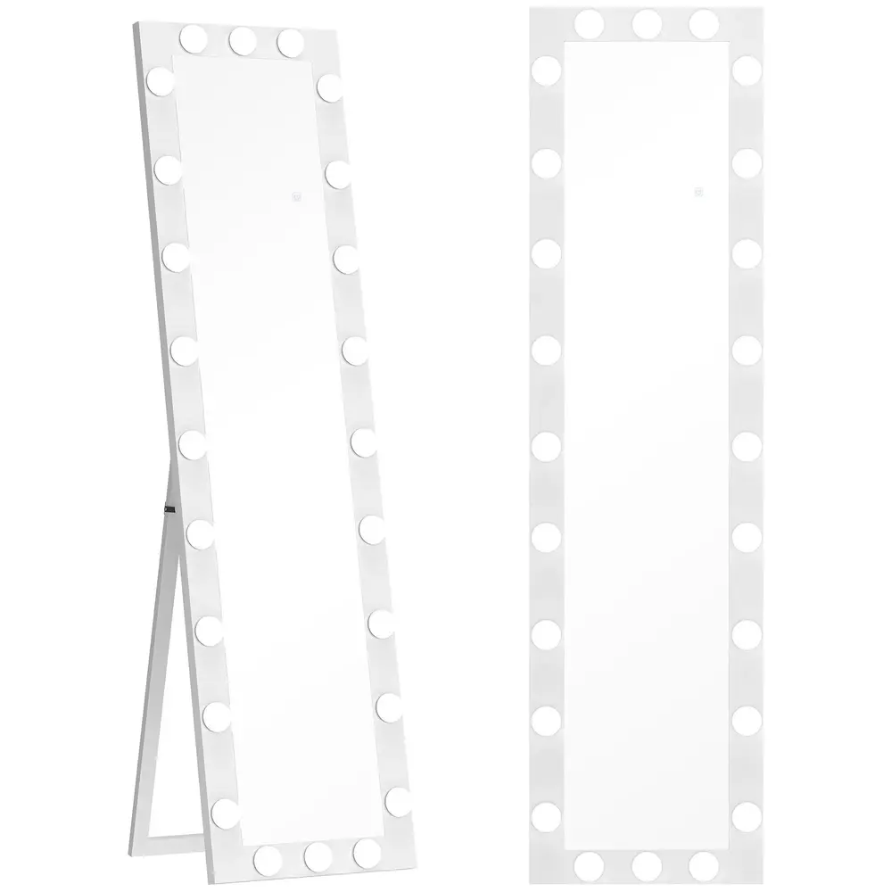 Helkroppsspegel med Belysning Vit Glas Golvspegel 150x40 Cm